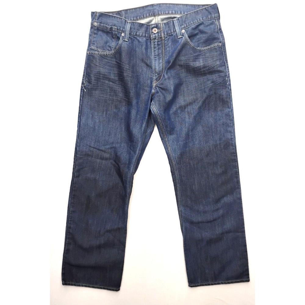 Levis 514 Slim Straight Fit Jeans Pants Dark Blue Denim Pocket Flaps 36x30